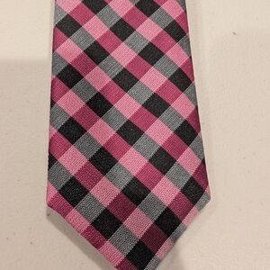 Pink and Black Checkered Tie